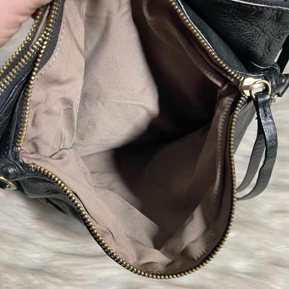 Margot Greta Leather Double Zip Flap Crossbody in Black - Picture 7 of 10